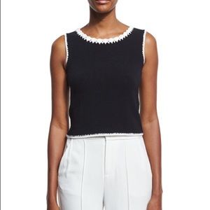 Alice + Olivia Daniela Macrame-Trim Crop Top